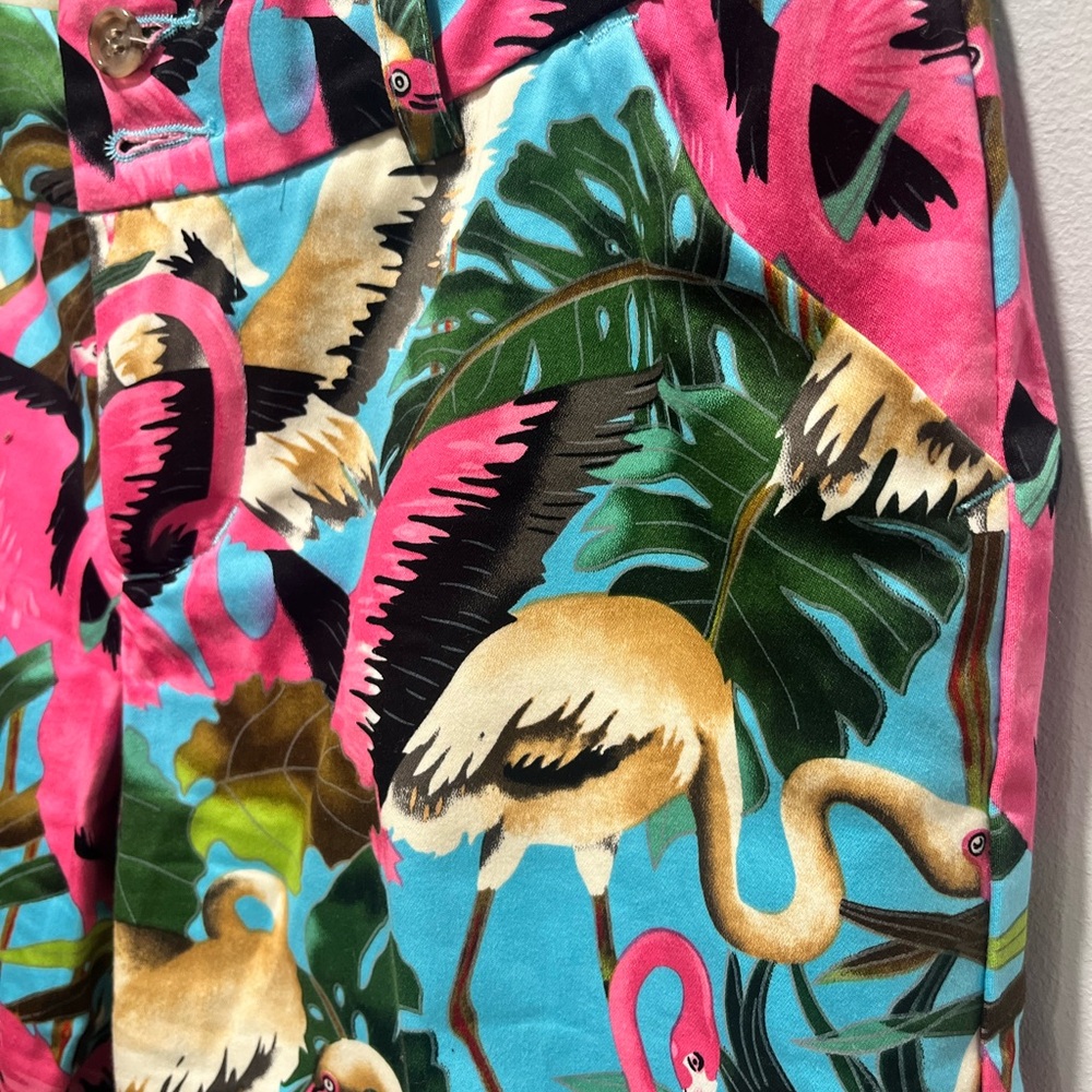 Women's Stretch‎ Loudmouth Golf Flamingo Print Capri Cropped Pants Size 4 - Picture 10 of 14